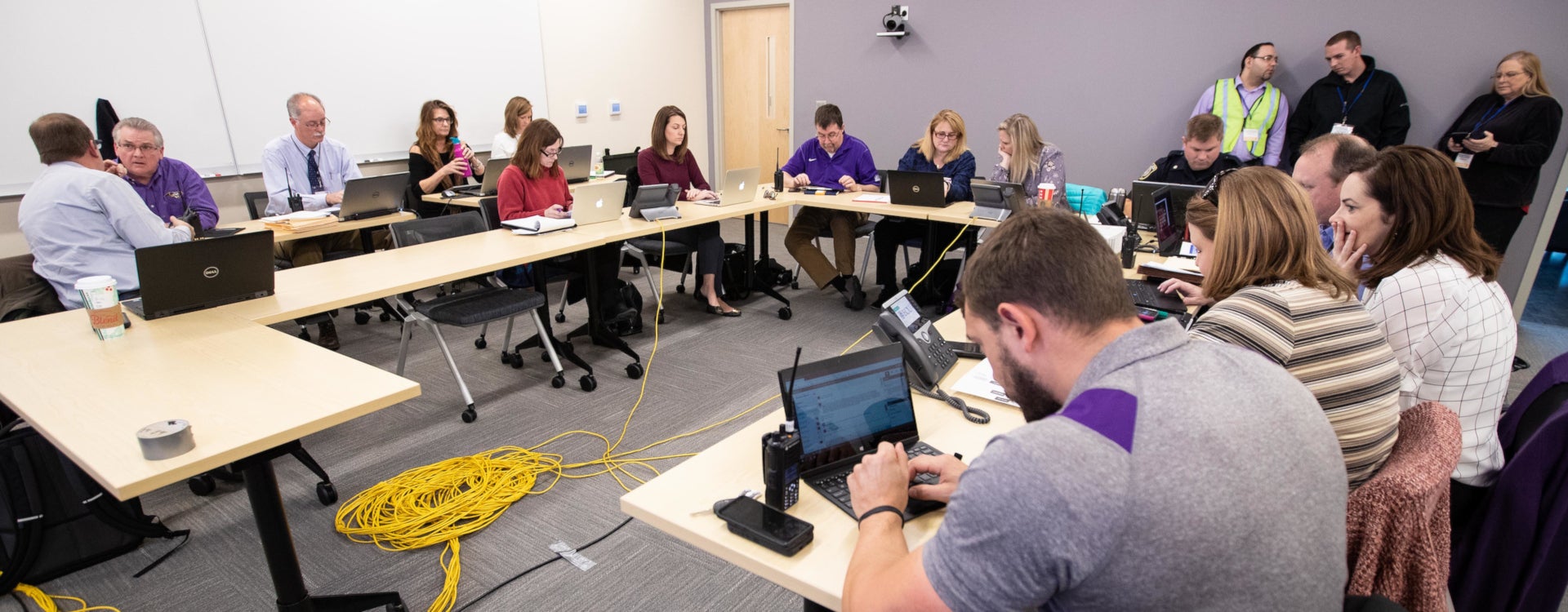 The Emergency Operations Center druing an active shooter drill on the ECU campus Tuesday, Dec. 18, 2018. (ECU Photo by Rhett Butler)
